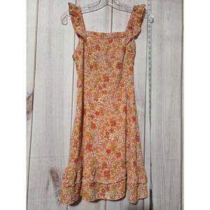 Jessica‎ Simpson Dress Womens Small Pink Floral Ruffle Chiffon Sleeveless Boho
